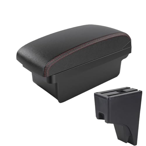 JBPIHZT Für Perodua Für Bezza 2018 Armlehne Innenraum Mittelkonsole Aufbewahrungsbox Zentrale Armlehnenbox(A1 Schwarz Rot KEIN USB) von JBPIHZT