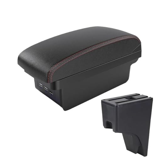 JBPIHZT Für Perodua Für Bezza 2018 Armlehne Innenraum Mittelkonsole Aufbewahrungsbox Zentrale Armlehnenbox(B1 Schwarz rot 3USB) von JBPIHZT