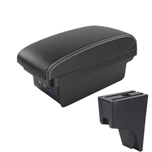 JBPIHZT Für Perodua Für Bezza 2018 Armlehne Innenraum Mittelkonsole Aufbewahrungsbox Zentrale Armlehnenbox(B3 Schwarz weiß 3USB) von JBPIHZT
