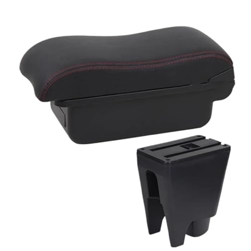 JBPIHZT Für Peugeot 107 Auto-Armlehnenbox Aufbewahrungsbox Nachrüstteile Zentrale Armlehnenbox(A1 Schwarz Rot KEIN USB) von JBPIHZT