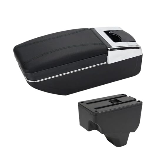 JBPIHZT Für Peugeot 2008 Mittelarmlehnenbox Für Peugeot 208 2019-2024 Auto-Armlehnen-Aufbewahrungsbox Nachrüstteile(A2 schwarze Linie Kein USB) von JBPIHZT