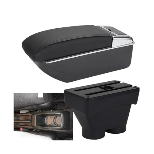JBPIHZT Für Peugeot 208 Armlehnenbox 2012-2018 Auto Aufbewahrungsbox Armlehne Nachrüstteile Innenausstattung(B2 Schwarze Linie 7USB) von JBPIHZT