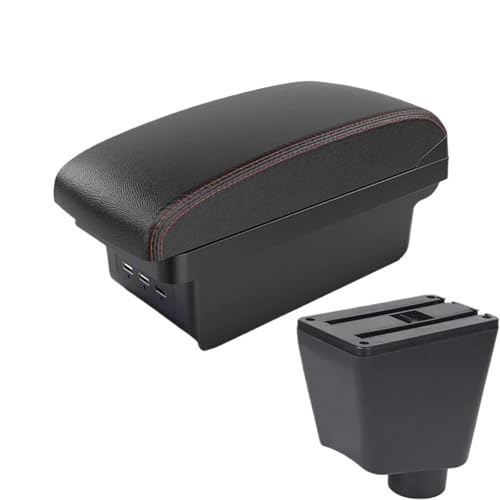 JBPIHZT Für R&enault Für Clio IV 2012 2013 2014 2015 2016 2017 2018 2019 Zentrale Armlehnen-Aufbewahrungsbox Innenraum-Autoteile(B1 Schwarz rot 3USB) von JBPIHZT