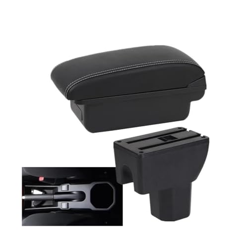 JBPIHZT Für Suzuki Für IGNIS Armlehnenbox Nachrüstteile Innenraum-Aufbewahrungsbox Mittelarmlehnenbox(A3 Black white NO USB) von JBPIHZT