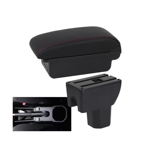 JBPIHZT Für Suzuki Für IGNIS Armlehnenbox Nachrüstteile Innenraum-Aufbewahrungsbox Mittelarmlehnenbox(B1 Schwarz rot 3USB) von JBPIHZT