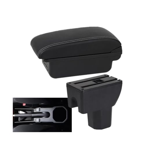 JBPIHZT Für Suzuki Für IGNIS Armlehnenbox Nachrüstteile Innenraum-Aufbewahrungsbox Mittelarmlehnenbox(B3 Schwarz weiß 3USB) von JBPIHZT