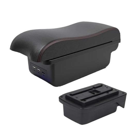 JBPIHZT Für TOYOTA Für Verso Armlehnenbox Für TOYOTA Für Verso EZ Autoarmlehnenbox Aufbewahrungsbox Mit USB-Schnittstelle(B1 Schwarz rot 3USB) von JBPIHZT