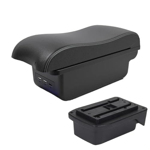 JBPIHZT Für TOYOTA Für Verso Armlehnenbox Für TOYOTA Für Verso EZ Autoarmlehnenbox Aufbewahrungsbox Mit USB-Schnittstelle(B3 Schwarz weiß 3USB) von JBPIHZT
