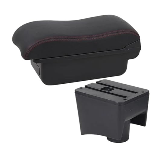 JBPIHZT Für VW Für POLO Armlehnenbox Für VW POLO Für Mk5 6R Für Vento Auto-Armlehne 2010-2018 Innenraum Nachrüstung Auto-Aufbewahrungsbox(A1 Schwarz Rot KEIN USB) von JBPIHZT