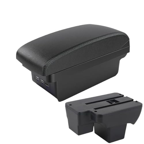 JBPIHZT Für VW Für Polo 2020 2021 2022 2023 2024 Armlehnenbox Nachrüst-Aufbewahrungsbox Nachrüstteile(B2 schwarze Linie 3USB) von JBPIHZT