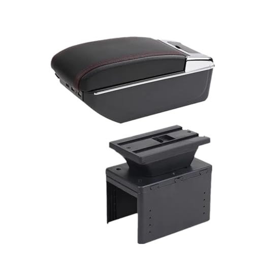 JBPIHZT Universelle Auto-Armaturenbrett-Box Zentral Universalmodell Armaturenbrett-Box Autoaccessoires Aufbewahrungsbox Armstütze(D1 rote Linie 7USB) von JBPIHZT