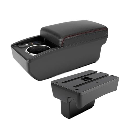 JBPIHZT Zentrale Armlehne Für Peugeot 307 I 2001 2002 2003 2004 2005 2006 2007 2008 Aufbewahrungsbox Innenraum(B1 Schwarz Rot 6USB) von JBPIHZT