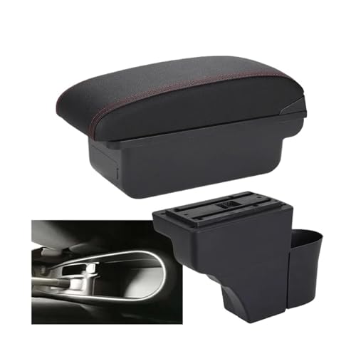 JBPIHZT Zentrale Armlehnenbox Für N&issan Für NOTE Autoarmlehne Innenausstattung Nachrüstteile Aufbewahrungsbox Aschenbecher(C1 Schwarz Rot KEIN USB) von JBPIHZT