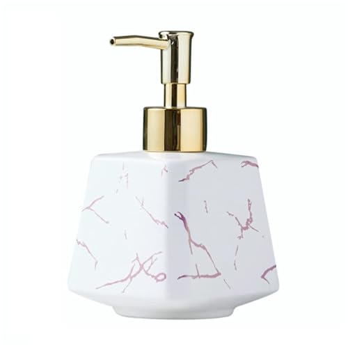 Handseifenspender, Badezimmer-Seifenspender, Keramikschale für die Arbeitsplatte der Küche, mattiert, Marmorierung, Handspender für Zuhause, Pumpflasche, Frühlingsdekoration (Wei) von JBTBIHIG