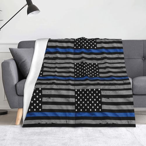 JBYJBX Amerikanische dünne blaue Flagge, Anti-Pilling-Flanell, Überwurfdecke, leicht, für Reisen, Zuhause, Dekoration, Geschenke von JBYJBX