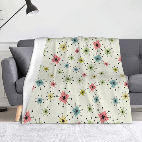 JBYJBX Atomic Stars Muster Druck Anti-Pilling Flanell Überwurf Decke Leichte Reise Home Decor Decke Geschenke von JBYJBX