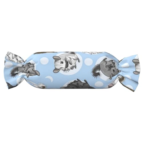 JBYJBX Blaues Chinchillas und Mond-Druck, Süßigkeiten, zylindrisch, praktisches Kissen, vielseitig, Komfort, Schlafzimmer, Wohnzimmer, Reisen von JBYJBX