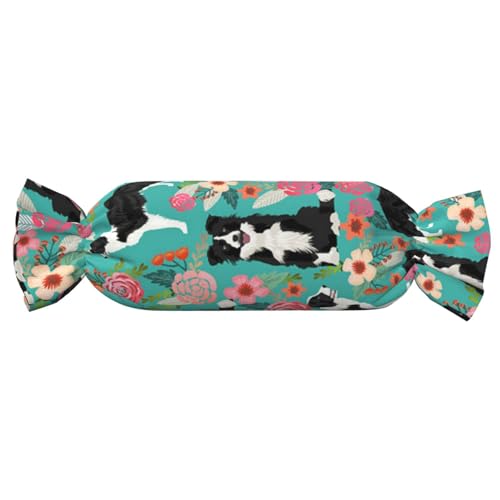 JBYJBX Border Collie Blumendruck, Süßigkeiten, zylindrisch, praktisch, vielseitig, bequem, Schlafzimmer, Wohnzimmer, Reisen von JBYJBX