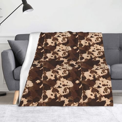 JBYJBX Braunes Rindsleder, Kunstdruck, Anti-Pilling-Flanell, Überwurfdecke, leicht, für Reisen, Zuhause, Dekoration, Decke, Geschenke von JBYJBX