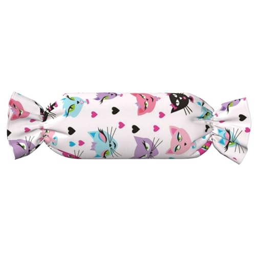 JBYJBX Carttoon Cat Print Candy zylindrisches praktisches Kissen vielseitig Komfort Schlafzimmer Wohnzimmer Reisen von JBYJBX