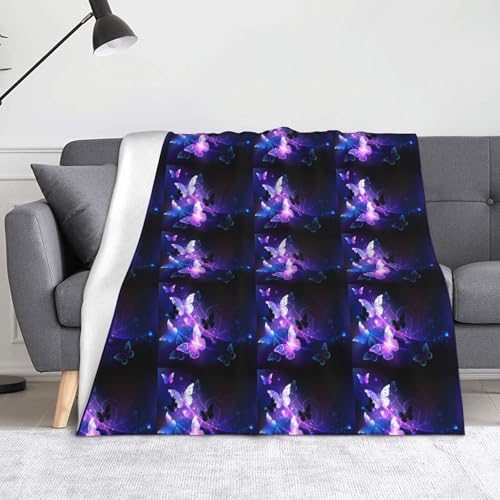 JBYJBX Flanell-Überwurfdecke, Anti-Pilling-Motiv, leicht, für Reisen, Zuhause, Dekoration, Geschenk, Weiß / Violett von JBYJBX
