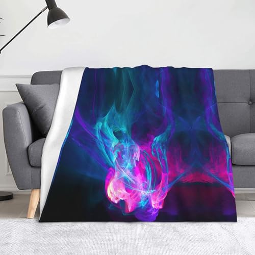 JBYJBX Flanell-Überwurfdecke, Feuerdruck, Anti-Pilling, leicht, für Reisen, Zuhause, Dekoration, Geschenk, Blau und Rot von JBYJBX