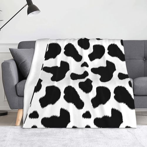 JBYJBX Flanell-Überwurfdecke, Leopardenmuster, Anti-Pilling, leicht, für Reisen, Zuhause, Dekoration, Geschenk, Schwarz und Weiß von JBYJBX
