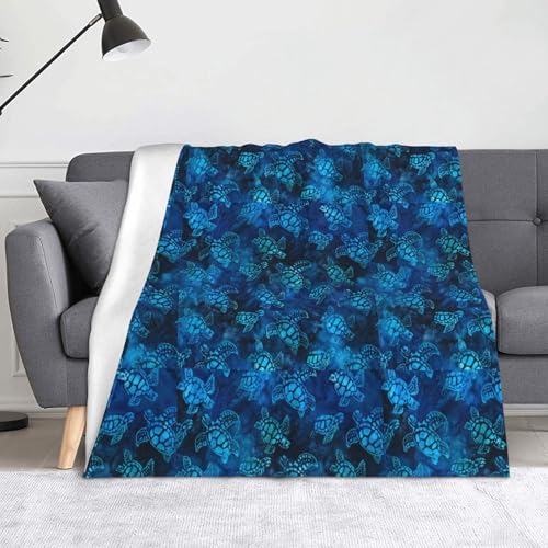 JBYJBX Flanell-Überwurfdecke, Motiv: Meeresschildkröte, blau, Anti-Pilling, leicht, für Reisen, Zuhause, Dekoration, Geschenke von JBYJBX