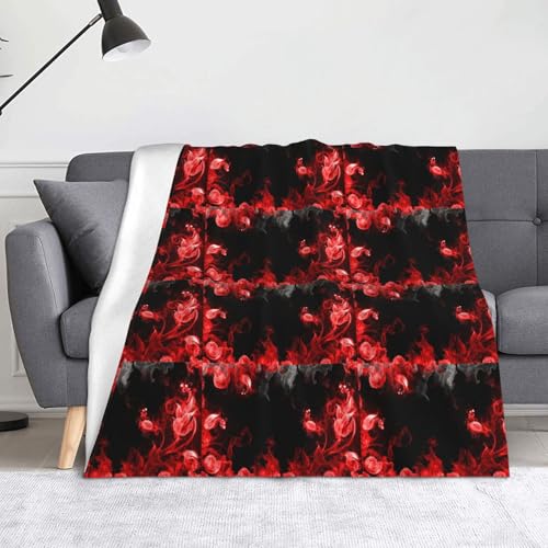 JBYJBX Flanell-Überwurfdecke, abstrakter Druck, Anti-Pilling, leicht, für Reisen, Zuhause, Dekoration, Geschenk, Rot / Schwarz / Weiß von JBYJBX