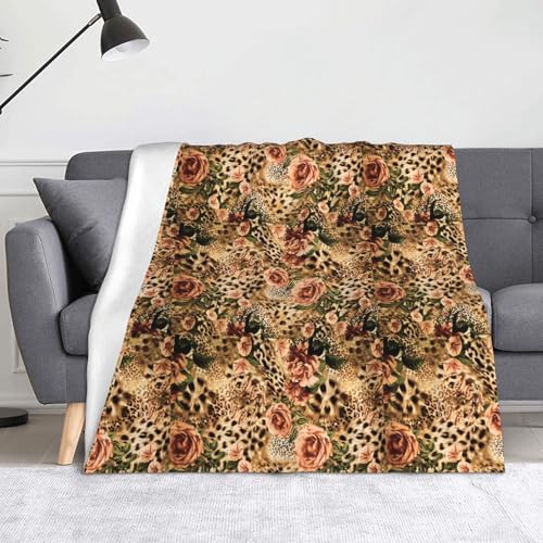 JBYJBX Flanell-Überwurfdecke, gestreift, Leopardenmuster, Anti-Pilling, leicht, für Reisen, Zuhause, Dekoration, Geschenke von JBYJBX