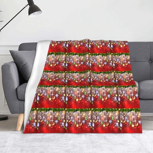 JBYJBX Flanell-Überwurfdecke mit Aufdruck "Merry Christmas", leicht, für Reisen, Zuhause, Dekoration, Geschenke von JBYJBX