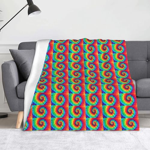 JBYJBX Flanell-Überwurfdecke mit Batikfärbung, Regenbogen-Druck, Anti-Pilling, leicht, für Reisen, Zuhause, Dekoration, Geschenke von JBYJBX