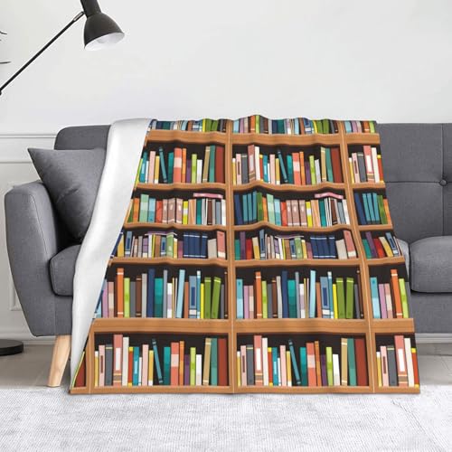 JBYJBX Flanell-Überwurfdecke mit Bibliotheks-Bücherregal-Druck, Anti-Pilling, leicht, für Reisen, Zuhause, Dekoration, Geschenke von JBYJBX