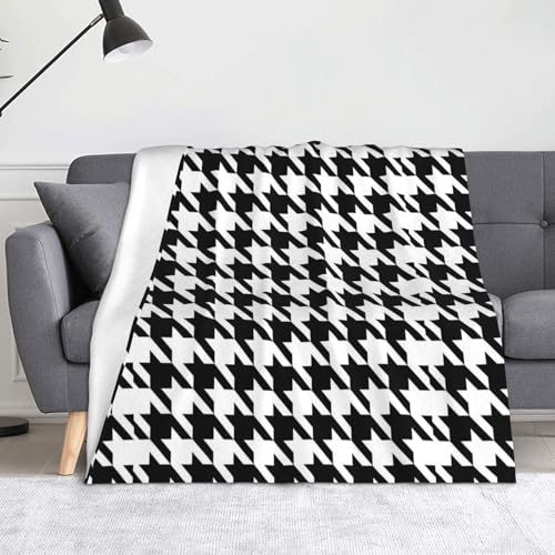 JBYJBX Flanell-Überwurfdecke mit Hahnentrittmuster, leicht, für Reisen, Zuhause, Dekoration, Geschenk, Schwarz von JBYJBX