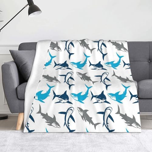JBYJBX Flanell-Überwurfdecke mit Hai-Druck, Anti-Pilling, leicht, für Reisen, Zuhause, Dekoration, Geschenke von JBYJBX