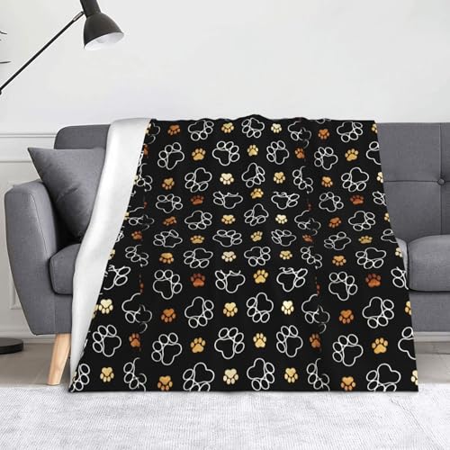 JBYJBX Flanell-Überwurfdecke mit Hundepfoten-Aufdruck, Anti-Pilling, leicht, für Reisen, Zuhause, Dekoration, Geschenke von JBYJBX