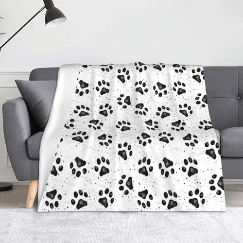 JBYJBX Flanell-Überwurfdecke mit Hundepfotenmuster, Anti-Pilling, leicht, für Reisen, Zuhause, Dekoration, Geschenke von JBYJBX