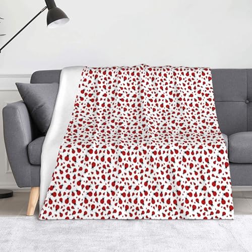 JBYJBX Flanell-Überwurfdecke mit Marienkäfer-Druck, Anti-Pilling, leicht, für Reisen, Zuhause, Dekoration, Geschenke von JBYJBX