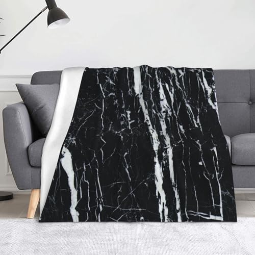 JBYJBX Flanell-Überwurfdecke mit Marmor-Druck, Anti-Pilling, leicht, für Reisen, Zuhause, Dekoration, Geschenk, Schwarz und Weiß von JBYJBX