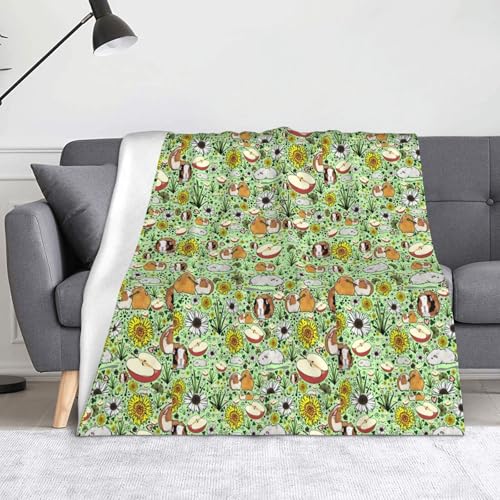 JBYJBX Flanell-Überwurfdecke mit Meerschweinchen-Druck, Anti-Pilling, leicht, für Reisen, Zuhause, Dekoration, Geschenke von JBYJBX