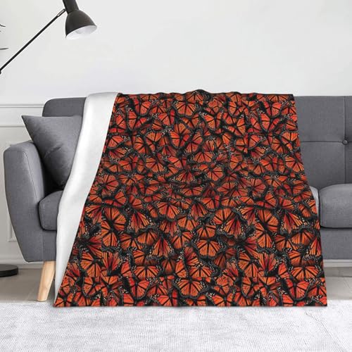 JBYJBX Flanell-Überwurfdecke mit Monarch-Schmetterling-Druck, Anti-Pilling, leicht, für Reisen, Zuhause, Dekoration, Geschenke von JBYJBX