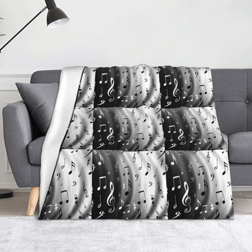 JBYJBX Flanell-Überwurfdecke mit Musiknoten-Druck, Anti-Pilling, leicht, für Reisen, Zuhause, Dekoration, Geschenke von JBYJBX