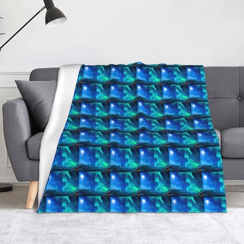 JBYJBX Flanell-Überwurfdecke mit Nordlichter-Druck, Anti-Pilling, leicht, für Reisen, Zuhause, Dekoration, Geschenke von JBYJBX