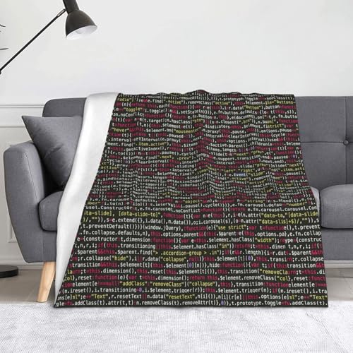 JBYJBX Flanell-Überwurfdecke mit Programmiercode-Druck, Anti-Pilling, leicht, für Reisen, Zuhause, Dekoration, Geschenke von JBYJBX