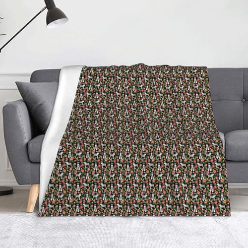 JBYJBX Flanell-Überwurfdecke mit Schnauzer-Druck, Anti-Pilling, leicht, für Reisen, Zuhause, Dekoration, Geschenke von JBYJBX