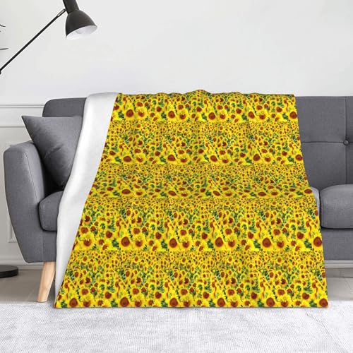 JBYJBX Flanell-Überwurfdecke mit Sonnenblumen-Druck, Anti-Pilling, leicht, für Reisen, Zuhause, Dekoration, Geschenke von JBYJBX