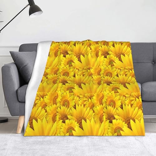JBYJBX Flanell-Überwurfdecke mit Sonnenblumen-Druck, Anti-Pilling, leicht, für Reisen, Zuhause, Dekoration, Geschenke von JBYJBX