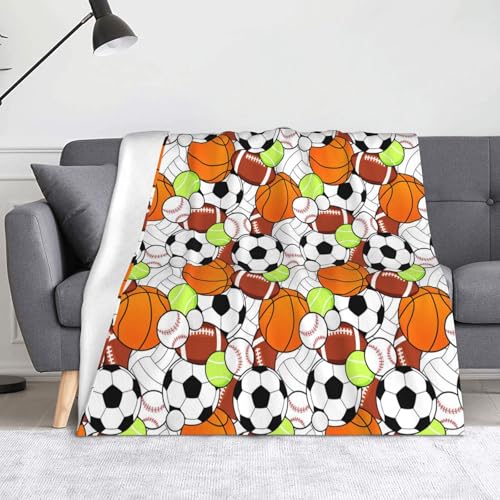 JBYJBX Flanell-Überwurfdecke mit Sportball-Druck, Anti-Pilling, leicht, für Reisen, Zuhause, Dekoration, Geschenke von JBYJBX