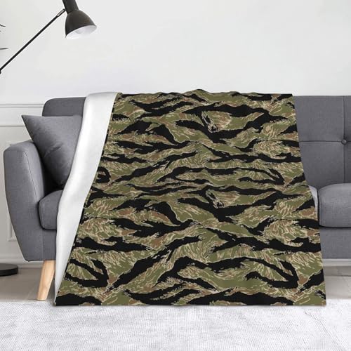 JBYJBX Flanell-Überwurfdecke mit Tigerstreifen, Camouflage-Druck, Anti-Pilling, leicht, für Reisen, Zuhause, Dekoration, Geschenke von JBYJBX