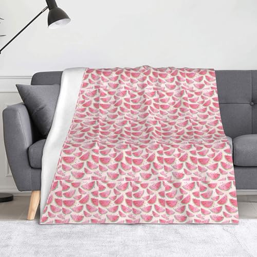 JBYJBX Flanell-Überwurfdecke mit Wassermelonen-Motiv und frischem Obstdruck, Anti-Pilling, leicht, für Reisen, Zuhause, Dekoration, Geschenke von JBYJBX